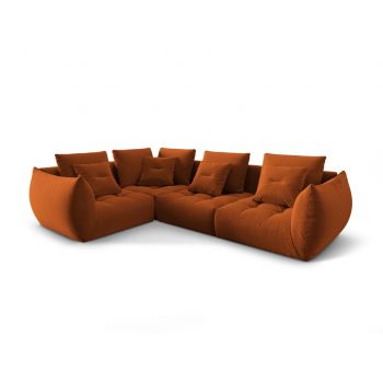 Coltar modular stanga 3 locuri, Bloom-184, Micadoni Home, 316x216x95 cm, catifea, teracota