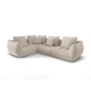 Coltar modular stanga 3 locuri, Bloom-86, Micadoni Home, 316x216x95 cm, tesatura structurata, bej inchis