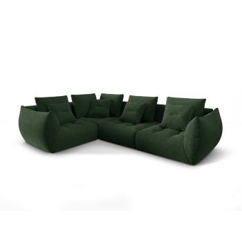 Coltar modular stanga 3 locuri, Bloom-86, Micadoni Home, 316x216x95 cm, tesatura structurata, verde muschi