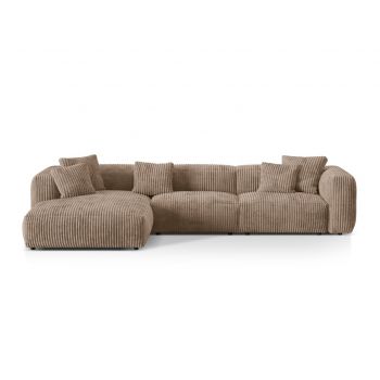 Coltar modular stanga 3 locuri, Martina-212, Micadoni Home, 332x176x75 cm, velur, maro ghinda