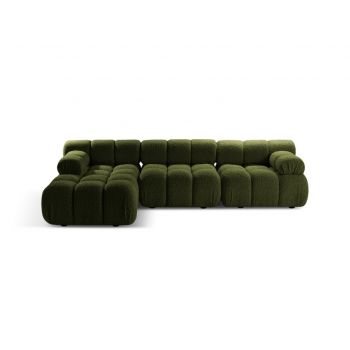 Coltar modular stanga 4 locuri, Bellis-213, Micadoni Home, 282x155x70 cm, tesatura boucle, verde