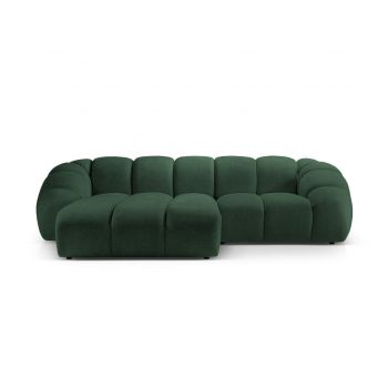 Coltar stanga 3 locuri, Diana-192, Micadoni Home, 294x182x72 cm, catifea structurata, verde