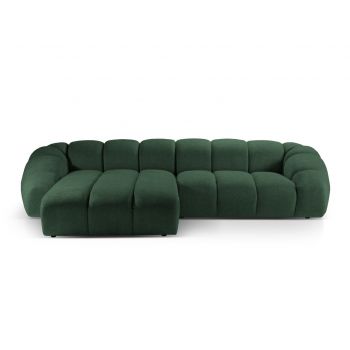 Coltar stanga 4 locuri, Diana-192, Micadoni Home, 334x182x72 cm, catifea structurata, verde