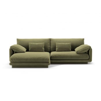 Coltar stanga 4 locuri, Torino-184, Micadoni Home, 250x170x83 cm, catifea, verde deschis