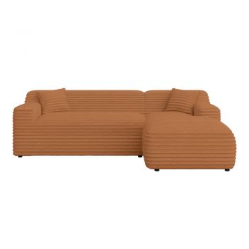Colțar teracotă cu tapițerie din catifea reiată (cu colț pe partea dreaptă/cu șezlong) Martin – Ropez Colțar teracotă cu tapițerie din catifea reiată (cu colț pe partea dreaptă/cu șezlong) Martin – Ropez