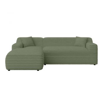 Colțar verde cu tapițerie din catifea reiată (cu colț pe partea stângă/cu șezlong) Martin – Ropez Colțar verde cu tapițerie din catifea reiată (cu colț pe partea stângă/cu șezlong) Martin – Ropez