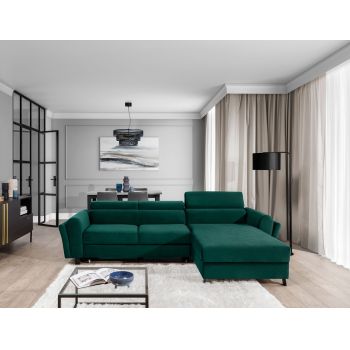 Coltar extensibil dreapta 4 locuri ELTAP, Mari-30, Mariall, 288x200x92 cm, lemn/poliester, verde inchis Coltar extensibil dreapta 4 locuri ELTAP, Mari-30, Mariall, 288x200x92 cm, lemn/poliester, verde inchis