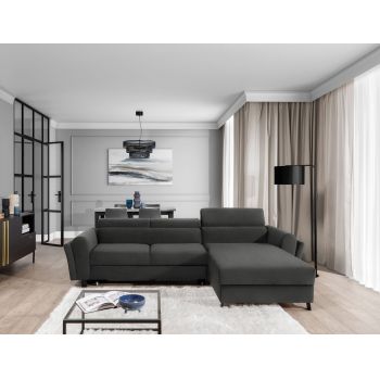 Coltar extensibil dreapta 4 locuri ELTAP, Mari-41, Mariall, 288x200x92 cm, lemn/poliester, gri inchis Coltar extensibil dreapta 4 locuri ELTAP, Mari-41, Mariall, 288x200x92 cm, lemn/poliester, gri inchis