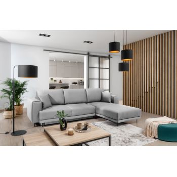 Coltar extensibil dreapta 4 locuri ELTAP, RT-03NU, Dalia, 289x190x95 cm, lemn/poliester, gri deschis Coltar extensibil dreapta 4 locuri ELTAP, RT-03NU, Dalia, 289x190x95 cm, lemn/poliester, gri deschis