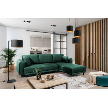 Coltar extensibil dreapta 4 locuri ELTAP, RT-35NU, Dalia, 289x190x95 cm, lemn/poliester, verde inchis Coltar extensibil dreapta 4 locuri ELTAP, RT-35NU, Dalia, 289x190x95 cm, lemn/poliester, verde inchis