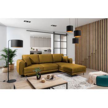 Coltar extensibil dreapta 4 locuri ELTAP, RT-45NU, Dalia, 289x190x95 cm, lemn/poliester, mustar Coltar extensibil dreapta 4 locuri ELTAP, RT-45NU, Dalia, 289x190x95 cm, lemn/poliester, mustar