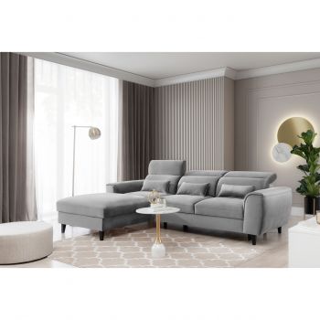Coltar extensibil stanga 4 locuri ELTAP, Foble, 267x196x100 cm, lemn/poliester, gri deschis Coltar extensibil stanga 4 locuri ELTAP, Foble, 267x196x100 cm, lemn/poliester, gri deschis