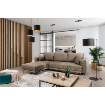 Coltar extensibil stanga 4 locuri ELTAP, LT-20NU, Dalia, 289x190x95 cm, lemn/poliester, maro deschis Coltar extensibil stanga 4 locuri ELTAP, LT-20NU, Dalia, 289x190x95 cm, lemn/poliester, maro deschis