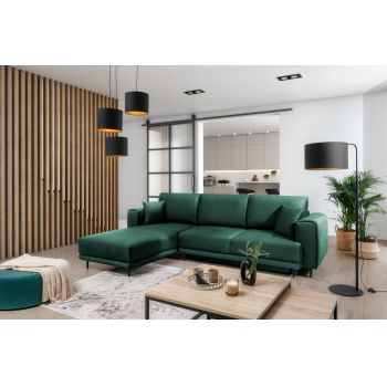 Coltar extensibil stanga 4 locuri ELTAP, LT-35NU, Dalia, 289x190x95 cm, lemn/poliester, verde inchis Coltar extensibil stanga 4 locuri ELTAP, LT-35NU, Dalia, 289x190x95 cm, lemn/poliester, verde inchis