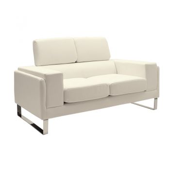 Canapea 2 locuri Shea pakoworld PU Bej-inox 158x80x87cm Canapea 2 locuri Shea pakoworld PU Bej-inox 158x80x87cm