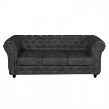 Canapea CHESTERFIELD extensibila, 3 locuri, cu arcuri, gri inchis, 205x90x80 cm Canapea CHESTERFIELD extensibila, 3 locuri, cu arcuri, gri inchis, 205x90x80 cm