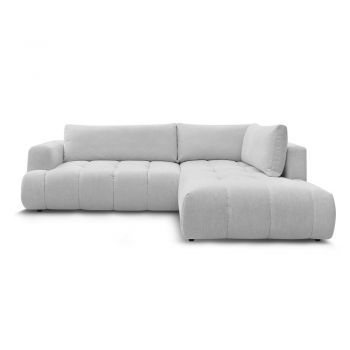 Colțar gri deschis extensibil/cu spațiu de depozitare (cu colț pe partea dreaptă/în formă de ”L”) Fuji – Bobochic Paris Colțar gri deschis extensibil/cu spațiu de depozitare (cu colț pe partea dreaptă/în formă de ”L”) Fuji – Bobochic Paris