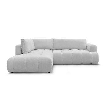 Colțar gri deschis extensibil/cu spațiu de depozitare (cu colț pe partea stângă/în formă de ”L”) Fuji – Bobochic Paris Colțar gri deschis extensibil/cu spațiu de depozitare (cu colț pe partea stângă/în formă de ”L”) Fuji – Bobochic Paris