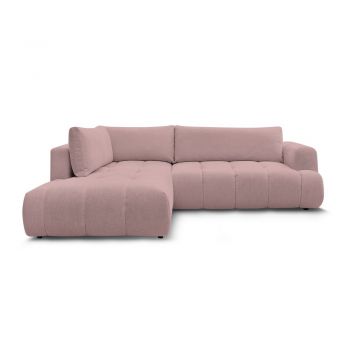 Colțar roz extensibil/cu spațiu de depozitare (cu colț pe partea stângă/în formă de ”L”) Fuji – Bobochic Paris Colțar roz extensibil/cu spațiu de depozitare (cu colț pe partea stângă/în formă de ”L”) Fuji – Bobochic Paris
