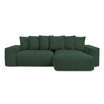 Colțar verde extensibil/cu spațiu de depozitare cu tapițerie din catifea reiată Voltaire – Bobochic Paris Colțar verde extensibil/cu spațiu de depozitare cu tapițerie din catifea reiată Voltaire – Bobochic Paris