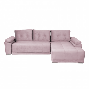 Coltar MODENA I extensibil, cu arcuri si lada depozitare, colt dreapta, roz pudra, 282x205x92 cm Coltar MODENA I extensibil, cu arcuri si lada depozitare, colt dreapta, roz pudra, 282x205x92 cm