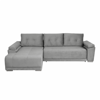 Coltar MODENA I extensibil, cu arcuri si lada depozitare, colt stanga, gri deschis, 282x205x92 cm Coltar MODENA I extensibil, cu arcuri si lada depozitare, colt stanga, gri deschis, 282x205x92 cm