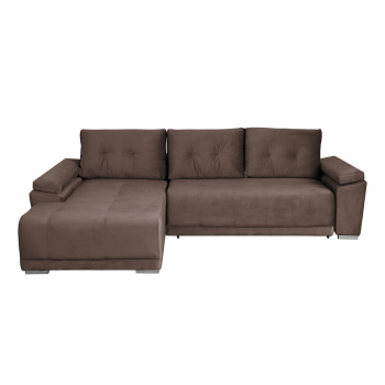 Coltar MODENA I extensibil, cu arcuri si lada depozitare, colt stanga, maro, 282x205x92 cm Coltar MODENA I extensibil, cu arcuri si lada depozitare, colt stanga, maro, 282x205x92 cm