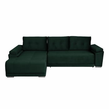 Coltar MODENA I extensibil, cu arcuri si lada depozitare, colt stanga, verde smarald, 282x205x92 cm Coltar MODENA I extensibil, cu arcuri si lada depozitare, colt stanga, verde smarald, 282x205x92 cm