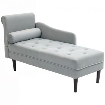 HOMCOM Canapea Chaise Longue cu tapițerie cu efect de catifea, gri | Aosom Romania HOMCOM Canapea Chaise Longue cu tapițerie cu efect de catifea, gri | Aosom Romania