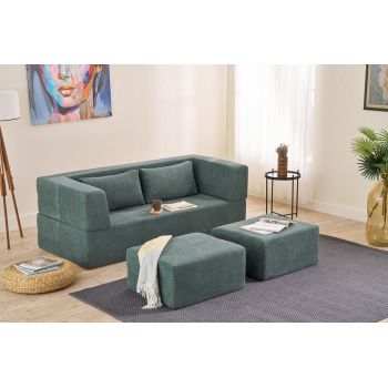 Canapea extensibilă cu 2 locuri, Balcab Home, 825BLC5404, Material: 100% ȘENILĂ, Verde Canapea extensibilă cu 2 locuri, Balcab Home, 825BLC5404, Material: 100% ȘENILĂ, Verde