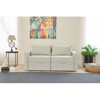 Canapea extensibilă cu 2 locuri, Balcab Home, 825BLC5413, Cadru: 100% LEMN DE BRAD, Crem Canapea extensibilă cu 2 locuri, Balcab Home, 825BLC5413, Cadru: 100% LEMN DE BRAD, Crem
