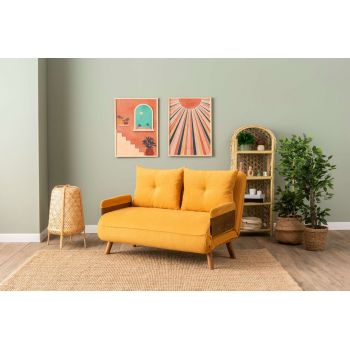 Canapea extensibilă cu 2 locuri, Futon, 859FTN2728, Metal , Galben mustar Canapea extensibilă cu 2 locuri, Futon, 859FTN2728, Metal , Galben mustar