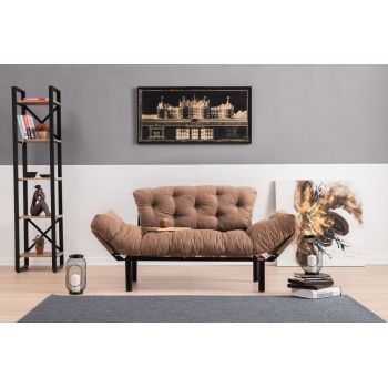 Canapea extensibilă cu 2 locuri, Futon, 859FTN2866, Metal, Maro deschis Canapea extensibilă cu 2 locuri, Futon, 859FTN2866, Metal, Maro deschis