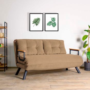 Canapea extensibilă cu 2 locuri, Futon, 859FTN2870, Metal , Maro deschis Canapea extensibilă cu 2 locuri, Futon, 859FTN2870, Metal , Maro deschis