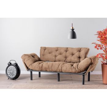 Canapea extensibila cu 3 locuri, Futon, 859FTN2868, Metal, Maro deschis Canapea extensibila cu 3 locuri, Futon, 859FTN2868, Metal, Maro deschis