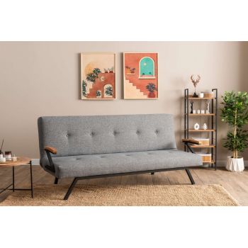 Canapea extensibila cu 3 locuri, Futon, 859FTN2907, Metal , Gri deschis Canapea extensibila cu 3 locuri, Futon, 859FTN2907, Metal , Gri deschis