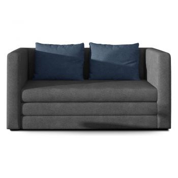 Canapea albastră/gri extensibilă cu tapițerie din chenille 132 cm Neva – ELTAP Canapea albastră/gri extensibilă cu tapițerie din chenille 132 cm Neva – ELTAP