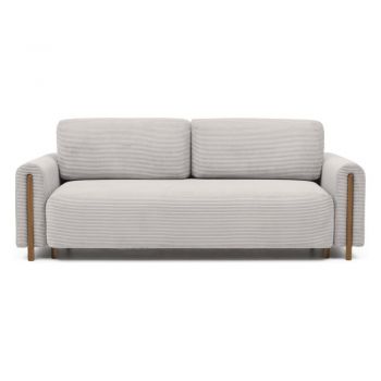 Canapea bej extensibilă/cu spațiu de depozitare cu tapițerie din catifea reiată 244 cm Arcadova – ELTAP Canapea bej extensibilă/cu spațiu de depozitare cu tapițerie din catifea reiată 244 cm Arcadova – ELTAP