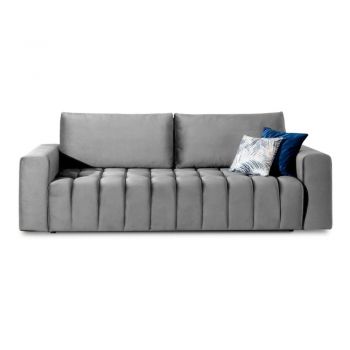 Canapea gri deschis extensibilă/cu spațiu de depozitare cu tapițerie din catifea 247 cm Lazaro – ELTAP Canapea gri deschis extensibilă/cu spațiu de depozitare cu tapițerie din catifea 247 cm Lazaro – ELTAP