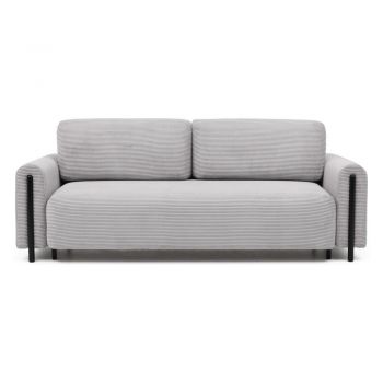 Canapea gri deschis extensibilă/cu spațiu de depozitare cu tapițerie din catifea reiată 244 cm Arcadova – ELTAP Canapea gri deschis extensibilă/cu spațiu de depozitare cu tapițerie din catifea reiată 244 cm Arcadova – ELTAP