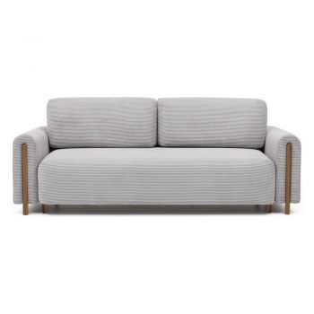 Canapea gri deschis extensibilă/cu spațiu de depozitare cu tapițerie din catifea reiată 244 cm Arcadova – ELTAP Canapea gri deschis extensibilă/cu spațiu de depozitare cu tapițerie din catifea reiată 244 cm Arcadova – ELTAP