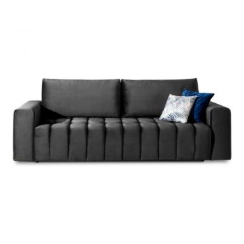 Canapea gri închis extensibilă/cu spațiu de depozitare cu tapițerie din catifea 247 cm Lazaro – ELTAP Canapea gri închis extensibilă/cu spațiu de depozitare cu tapițerie din catifea 247 cm Lazaro – ELTAP