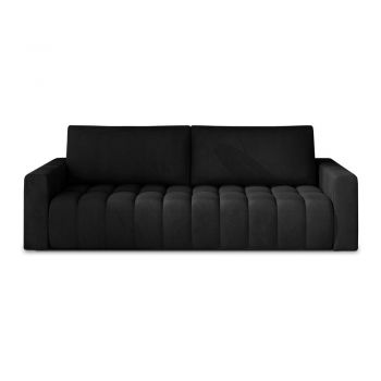 Canapea neagră extensibilă/cu spațiu de depozitare cu tapițerie din catifea 247 cm Lazaro – ELTAP Canapea neagră extensibilă/cu spațiu de depozitare cu tapițerie din catifea 247 cm Lazaro – ELTAP