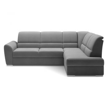 Colțar gri extensibil/cu spațiu de depozitare cu tapițerie din catifea (cu colț pe partea dreaptă/în formă de ”L”) Siber – ELTAP Colțar gri extensibil/cu spațiu de depozitare cu tapițerie din catifea (cu colț pe partea dreaptă/în formă de ”L”) Siber – ELTAP
